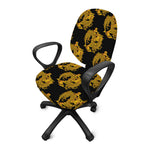 Black And Gold Dragon Pattern Print Office Chair Cover