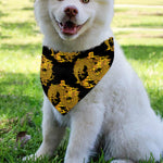 Black And Gold Dragon Pattern Print Over The Collar Dog Bandana