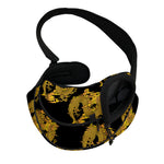 Black And Gold Dragon Pattern Print Pet Sling Carrier