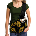 Black And Gold Dragon Pattern Print Pet Sling Carrier
