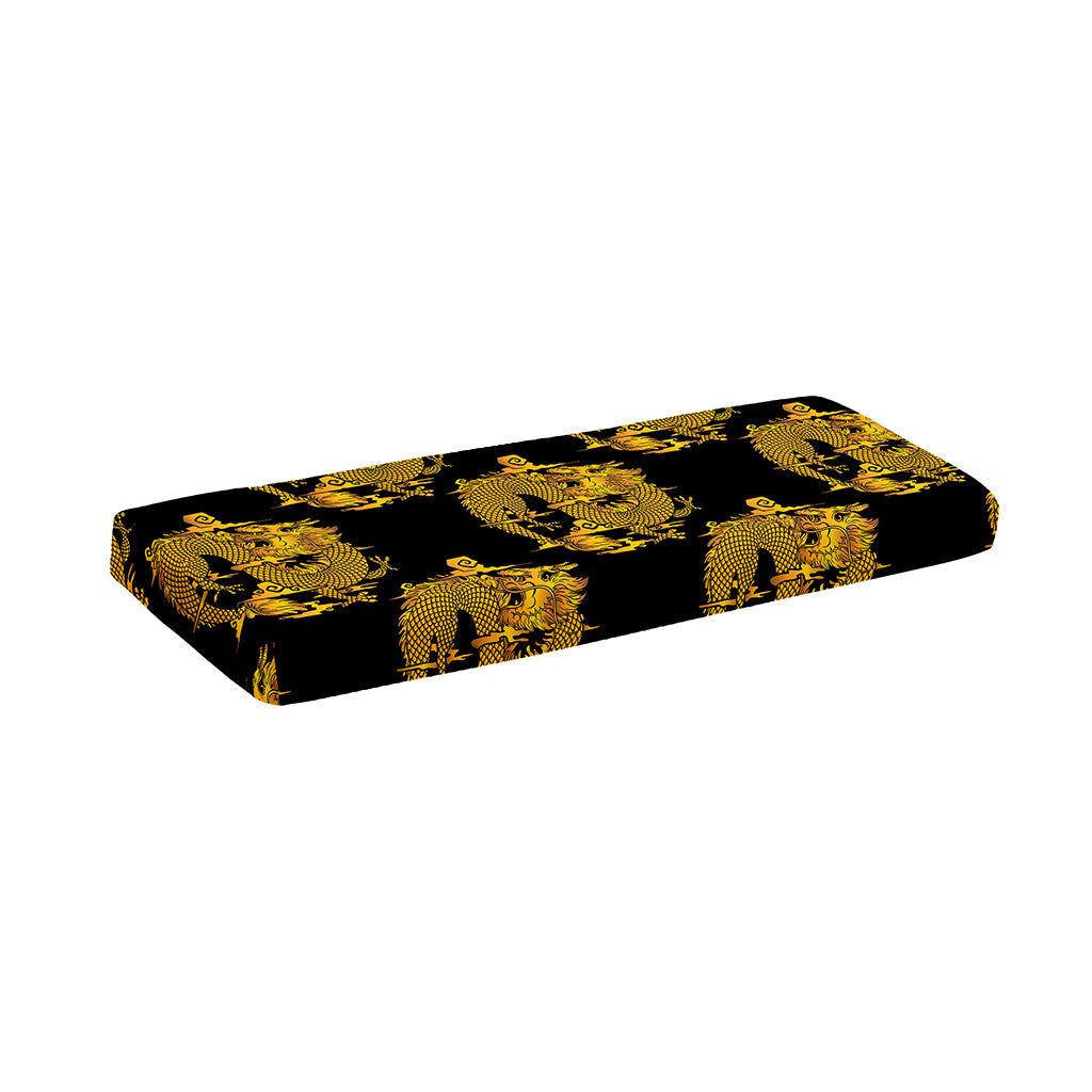 Black And Gold Dragon Pattern Print Piano Keyboard Cover