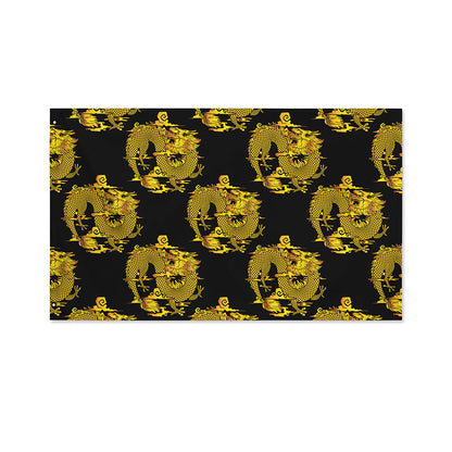 Black And Gold Dragon Pattern Print Polyester Flag