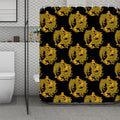 Black And Gold Dragon Pattern Print Polyester Shower Curtain