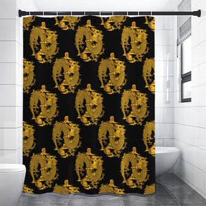 Black And Gold Dragon Pattern Print Premium Shower Curtain