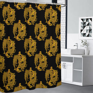 Black And Gold Dragon Pattern Print Premium Shower Curtain