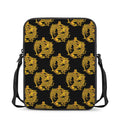 Black And Gold Dragon Pattern Print Rectangular Crossbody Bag