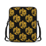 Black And Gold Dragon Pattern Print Rectangular Crossbody Bag