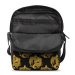 Black And Gold Dragon Pattern Print Rectangular Crossbody Bag