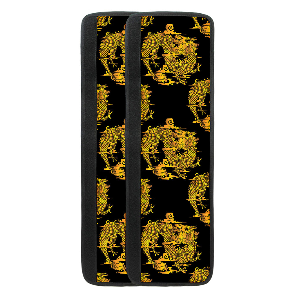Black And Gold Dragon Pattern Print Refrigerator Handle Covers