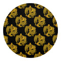 Black And Gold Dragon Pattern Print Round Blanket