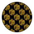 Black And Gold Dragon Pattern Print Round Floor Mat