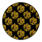 Black And Gold Dragon Pattern Print Round Floor Mat