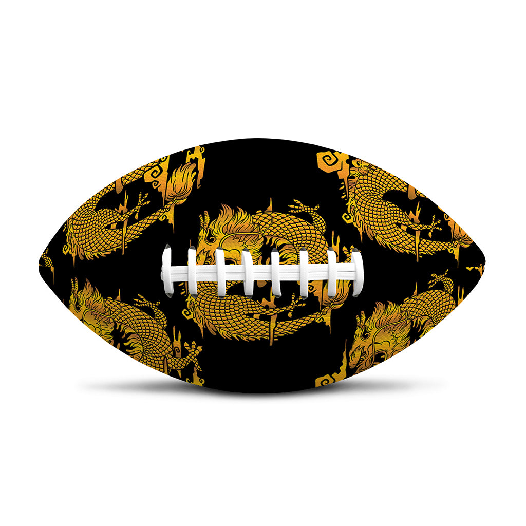 Black And Gold Dragon Pattern Print Rugby Ball