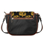 Black And Gold Dragon Pattern Print Saddle Bag