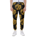 Black And Gold Dragon Pattern Print Joggers
