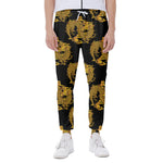 Black And Gold Dragon Pattern Print Scuba Joggers