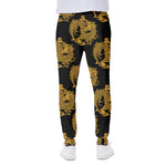 Black And Gold Dragon Pattern Print Scuba Joggers