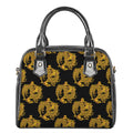 Black And Gold Dragon Pattern Print Shoulder Handbag