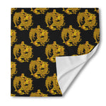 Black And Gold Dragon Pattern Print Silk Bandana