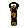 Black And Gold Dragon Pattern Print Single Neoprene Wine Tote