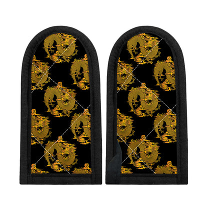 Black And Gold Dragon Pattern Print Skillet Handle Cover