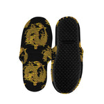 Black And Gold Dragon Pattern Print Slippers