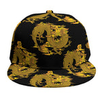 Black And Gold Dragon Pattern Print Snapback Cap
