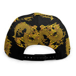 Black And Gold Dragon Pattern Print Snapback Cap