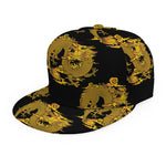 Black And Gold Dragon Pattern Print Snapback Cap