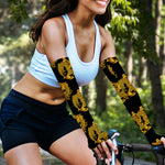 Black And Gold Dragon Pattern Print Sun Protection Arm Sleeves