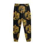 Black And Gold Dragon Pattern Print Sweatpants