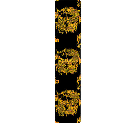 Black And Gold Dragon Pattern Print Table Runner