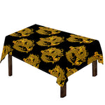 Black And Gold Dragon Pattern Print Tablecloth
