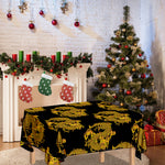 Black And Gold Dragon Pattern Print Tablecloth