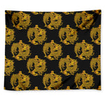 Black And Gold Dragon Pattern Print Tapestry