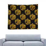 Black And Gold Dragon Pattern Print Tapestry