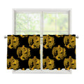 Black And Gold Dragon Pattern Print Tier Curtains
