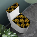 Black And Gold Dragon Pattern Print Toilet Lid And Tank Cover Set