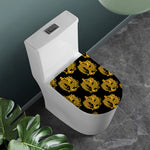 Black And Gold Dragon Pattern Print Toilet Lid Cover