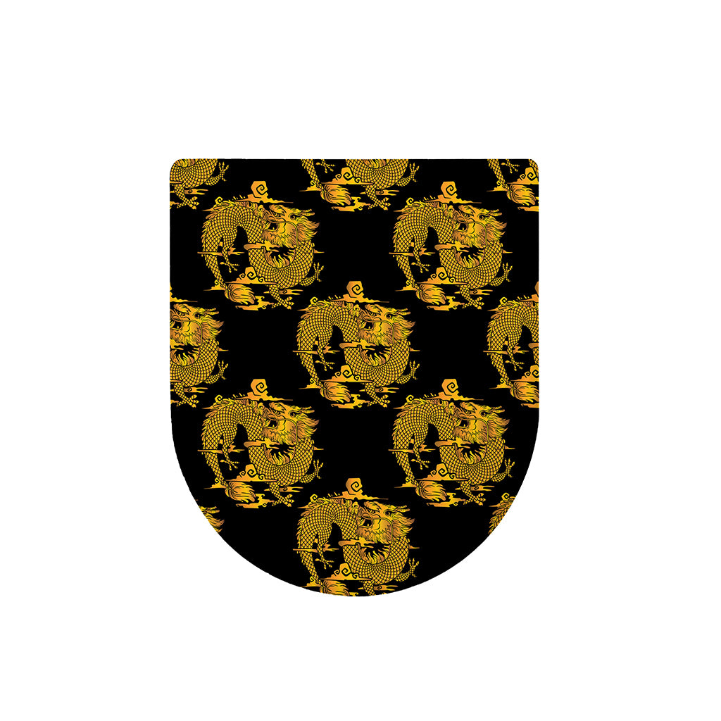 Black And Gold Dragon Pattern Print Toilet Lid Cover