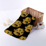Black And Gold Dragon Pattern Print Towel