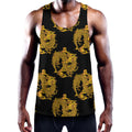 Black And Gold Dragon Pattern Print Men's Workout Tank Top