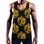 Black And Gold Dragon Pattern Print Training Tank Top