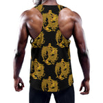 Black And Gold Dragon Pattern Print Training Tank Top