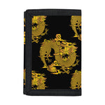 Black And Gold Dragon Pattern Print Trifold Wallet