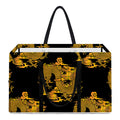 Black And Gold Dragon Pattern Print Utility Tote Bag