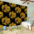 Black And Gold Dragon Pattern Print Wall Sticker