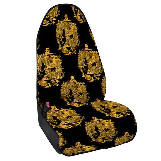 Black And Gold Dragon Pattern Print Waterproof Car Seat Cover