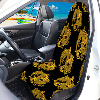 Black And Gold Dragon Pattern Print Waterproof Car Seat Cover