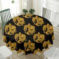 Black And Gold Dragon Pattern Print Waterproof Round Tablecloth